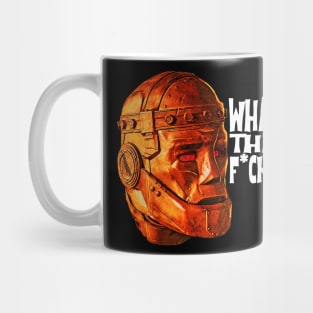 WTF Robot Man White Text Mug